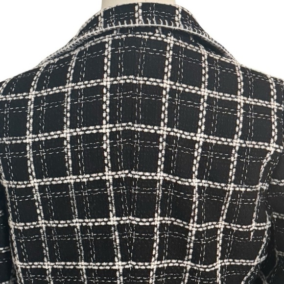 RACHEL ZOE Black White Plaid Jacket Silver Buttons Work Party Preppy Size M - Picture 3 of 6